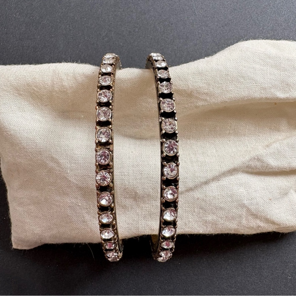 2‎ Banana Republic Gold Rhinestone Bangle Tennis Bracelets Cubic Zirconia Fancy